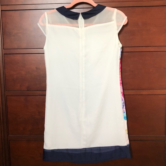 Vibrant Colorful Patterned Collared Mini Shift Dress (Size:Small) - Picture 6 of 8